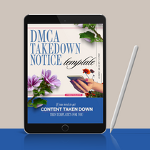 DMCA takedown notice template front page by The Boutique Lawyer, a lawyer for online business owners and creatives