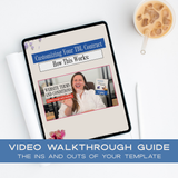 Tablet displaying a video walkthrough guide on customizing a Website Terms and Conditions contract with a coffee cup on a white surface.